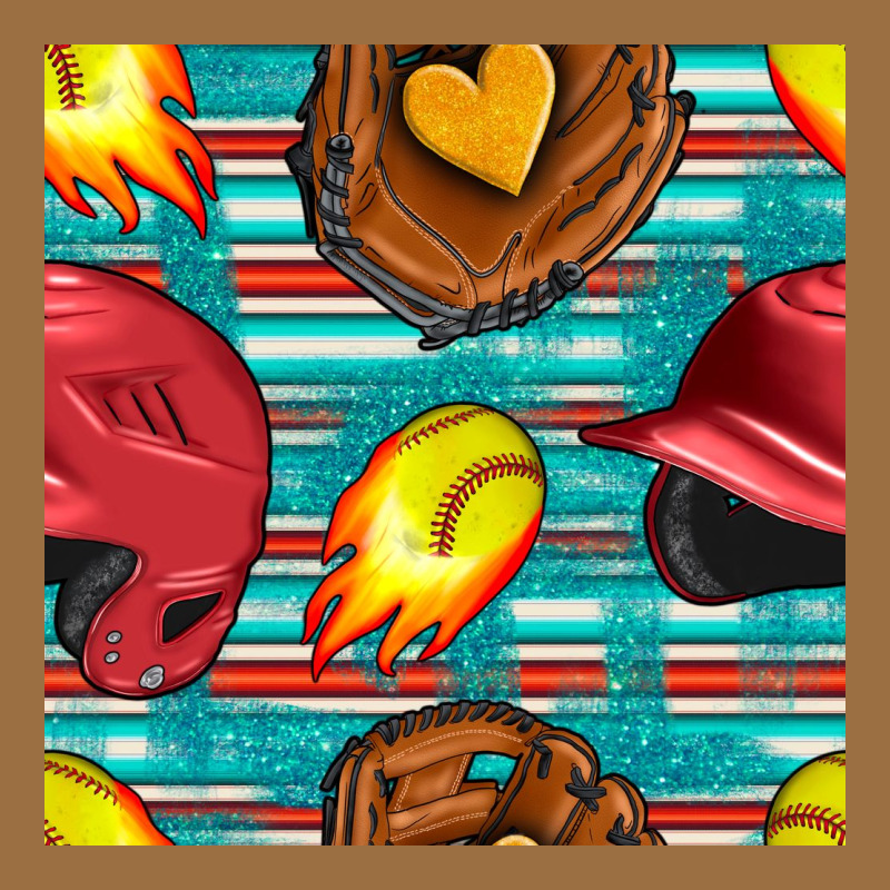 Softball Helmet And Glove With Serape Seamless Pattern Vintage Tee by BundleAndBundleShop | Teevron