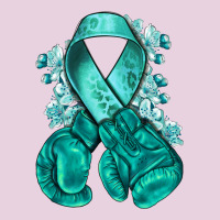 Teal Ribbon With Boxing Gloves Ladies Tee | Teevron