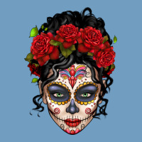 Mexican Sugar Skull Messy Bun Woman Urban Heavy Tee | Teevron