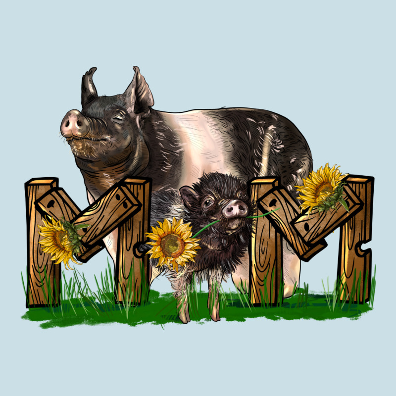 Western Mom With Hampshire Pig And Baby Pig Ladies Tee by LillyAllenDesigns | Teevron