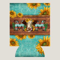 Mom Hereford Cattle Sunflowers On Tooled Leather Regular Can Cooler Heavy Core Tee | Teevron