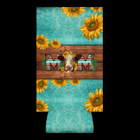Mom Hereford Cattle Sunflowers On Tooled Leather Slim Can Cooler Heavy Core Tee | Teevron