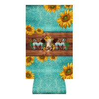 mom hereford cattle sunflowers on tooled leather slim can cooler | Teevron