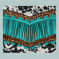 Western Cowhide Leopard Turquoise Fringed Heavy Core Tee | Teevron
