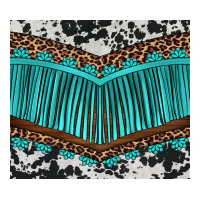 western cowhide leopard turquoise fringed | Teevron