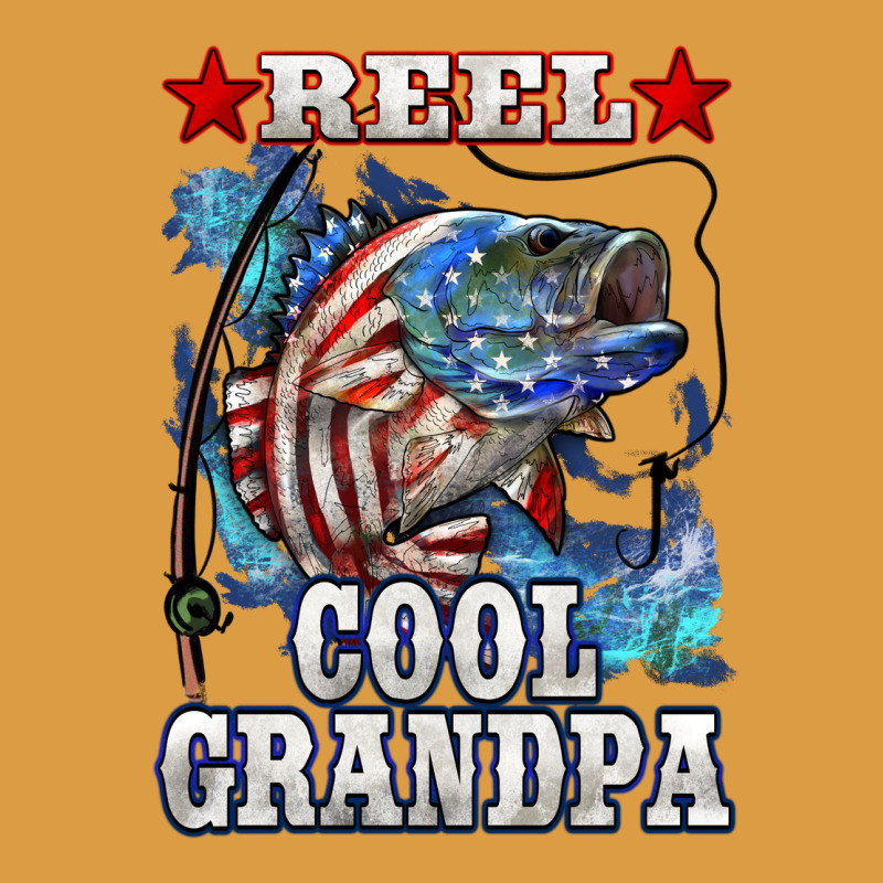 Reel Cool Grandpa American Flag Bass Urban Heavy Tee by LillyAllenDesigns | Teevron