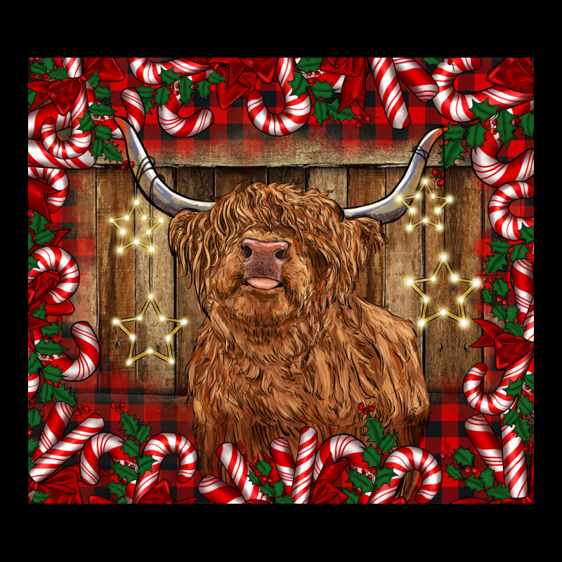 Christmas Highland Cow With Candy Canes Heavy Core Tee by BarkalooDesign | Teevron