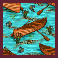 Lake Canoe And Fish With Reeds And Leopard Seamless Pattern Bbs Classic Tee | Teevron
