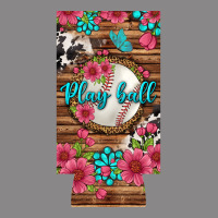 Play Ball Baseball With Pink Flowers 12 Oz Slim Can Cooler Vintage Tee | Teevron