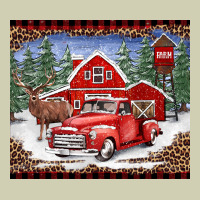 Christmas Farm Reindeer And Truck Heavy Core Tee | Teevron
