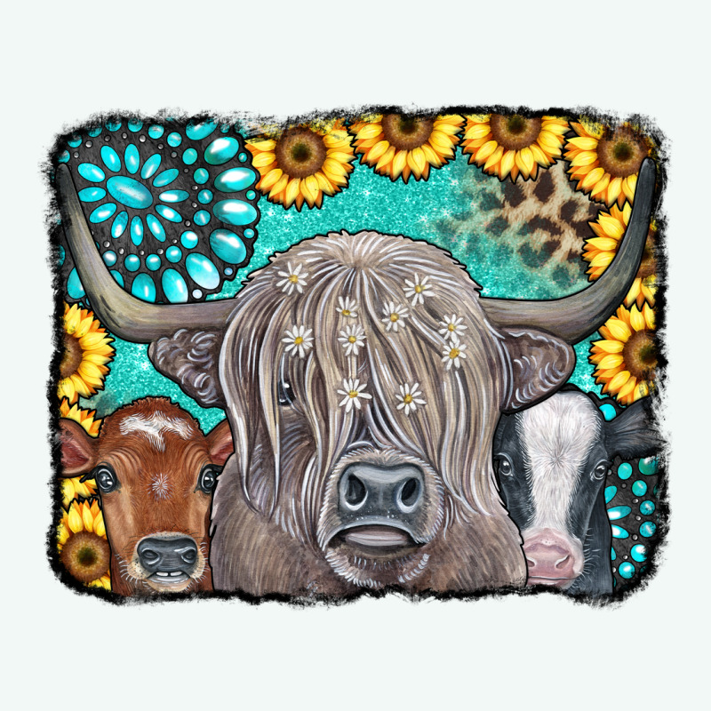 Cows Glitter Turquoise Leopard Sunflowers Premium Hoodie by CowCowDesign | Teevron