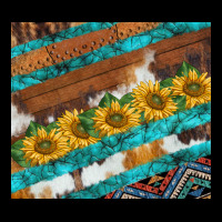 Western Aztec Sunflowers Turquoise Cowhide Heavy Core Tee | Teevron
