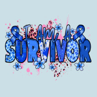 I Am A Survivor Colon Cancer Blue Ribbon Ladies Tee | Teevron