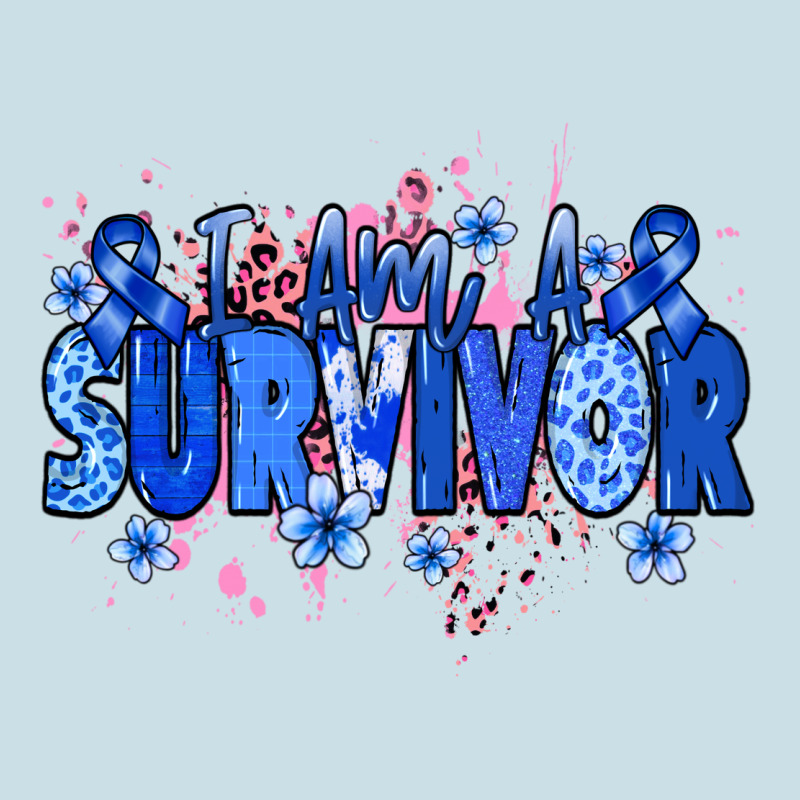 I Am A Survivor Colon Cancer Blue Ribbon Ladies Tee by NancyCooperArtShop | Teevron