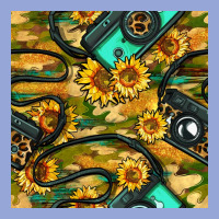 Leopard Digital Camera And Sunflowers With Camouflage Seamless Pattern Classic Tee | Teevron
