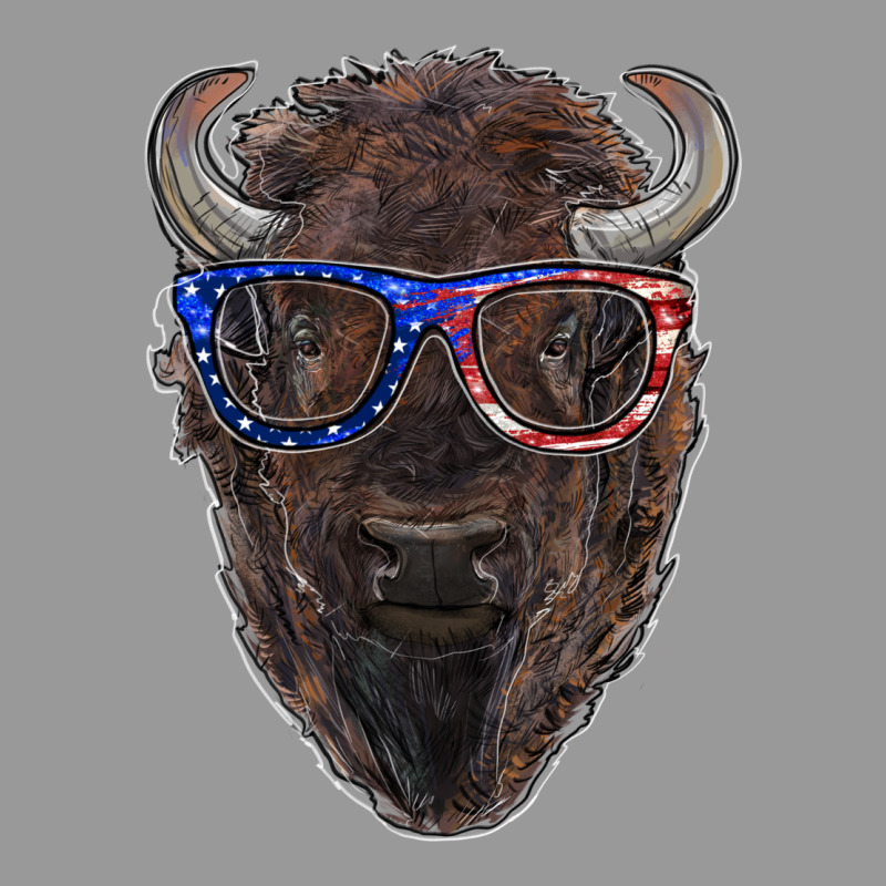 Bison With American Flag Glasses Vintage Hoodie by RanaPortraitStore | Teevron