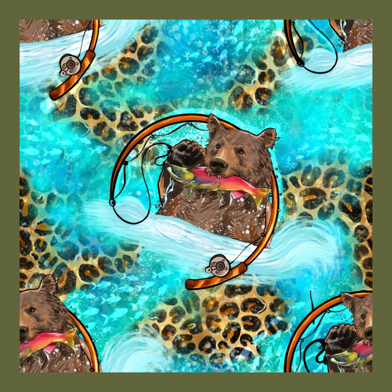 Mama Bear Hunting Fish With Leopard Seamless Pattern Classic Tee by BundleAndBundleShop | Teevron