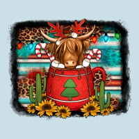 Hot Coco Christmas Highland Cow With Background Ladies Tee | Teevron