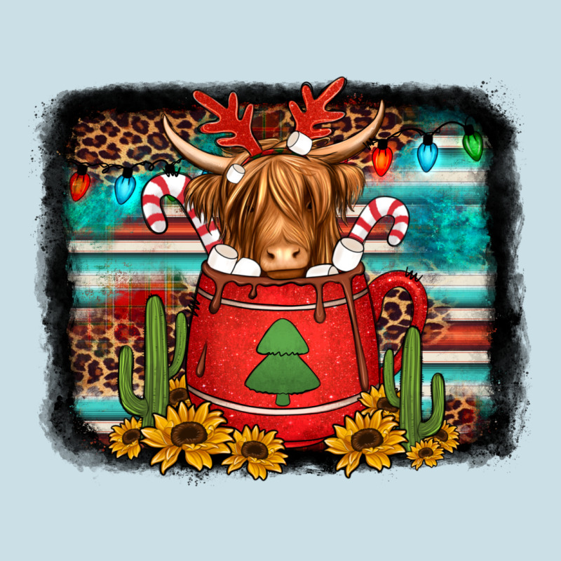 Hot Coco Christmas Highland Cow With Background Ladies Tee by Jasminsmagicworld | Teevron