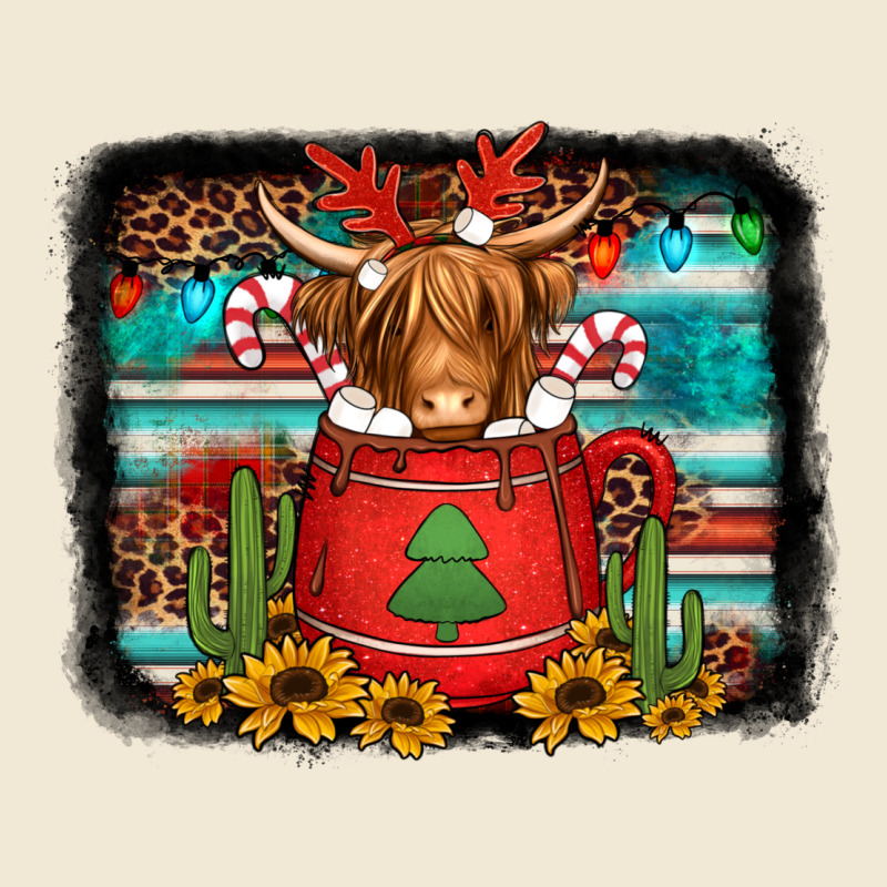 Hot Coco Christmas Highland Cow With Background Ladies Tee by Jasminsmagicworld | Teevron