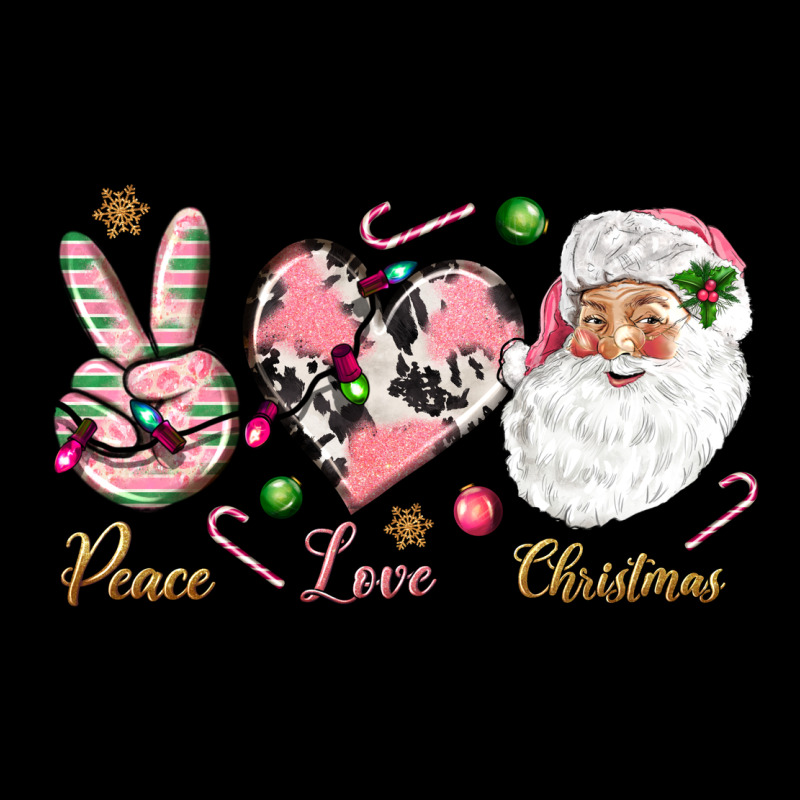 Pink Peace Love Christmas Ladies Tee by NancyCooperArtShop | Teevron