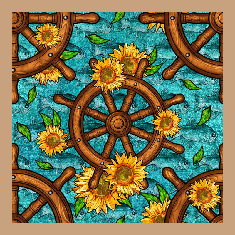 Lake Boat Rudder And Sunflowers Seamless Pattern Vintage Tee by BundleAndBundleShop | Teevron