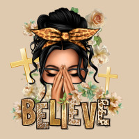 Black Hair Believe Praying Caucasian Messy Bun Heavyweight Sweatshirt | Teevron