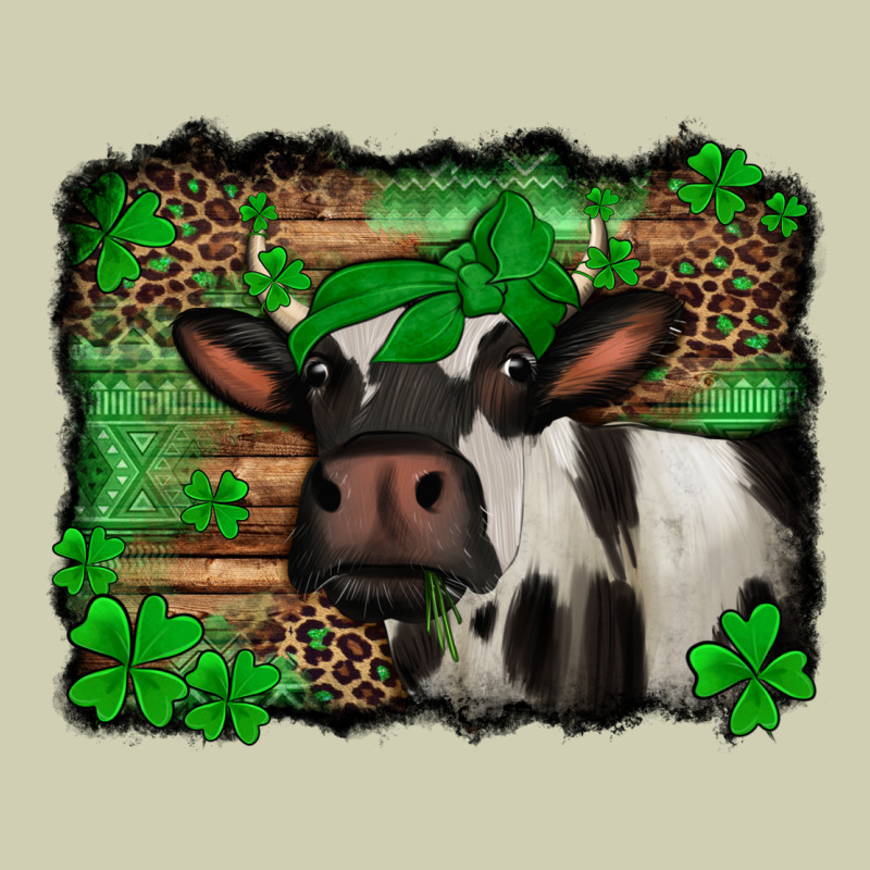 St Patricks Cow With Leopard Background Holstein Cow Heavy Core Tee by Jasminsmagicworld | Teevron