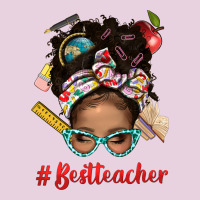 Afro Messy Bun Best Teacher With Leopard Glasses Bbs Classic Tee | Teevron
