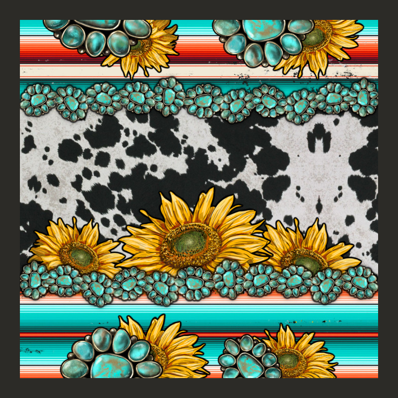 Sunflower Cowhide Serape Coaster Heavy Core Tee by BarkalooDesign | Teevron