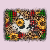 Distressed Christmas Sunflowers Leopard Cowhide Background Ladies Tee | Teevron
