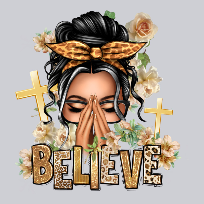 Gray Hair Believe Praying Caucasian Messy Bun Heavyweight Sweatshirt by texasbilliewilder | Teevron