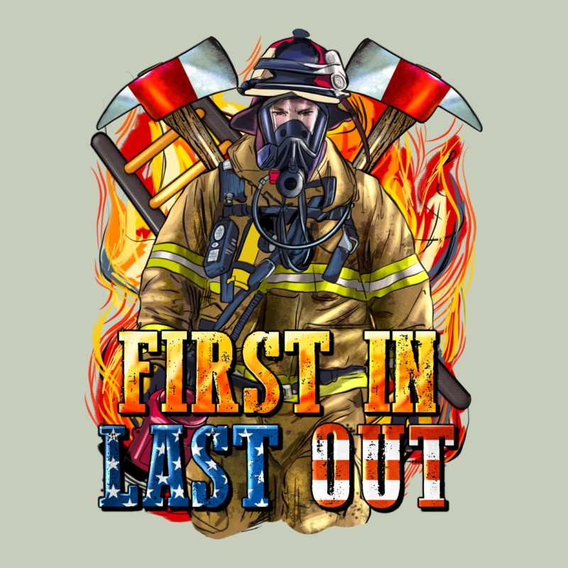 First In Last Out American Firefighter Ladies Tee by LillyAllenDesigns | Teevron