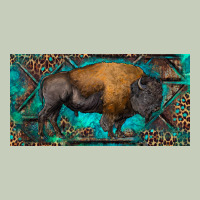 Bison With Leopard And Turquoise Ladies Tee | Teevron