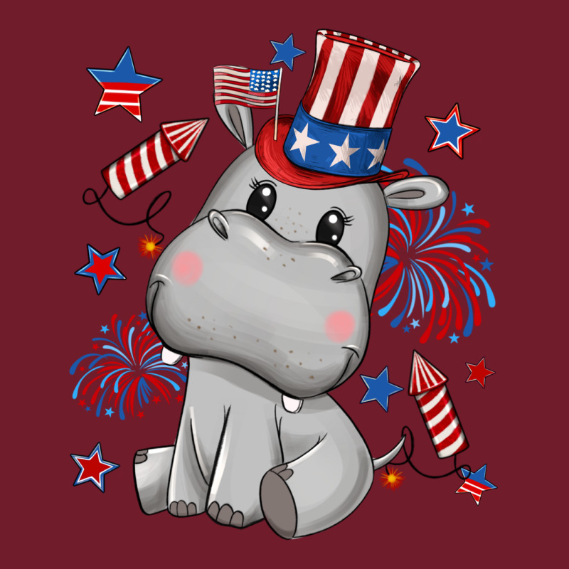 Fourth Of July Hippopotamus Zipper Hoodie by CowGirlArtShop | Teevron