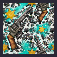 Western Gun And Sheriff Stars With Cowhide Seamless Pattern Vintage Tee | Teevron