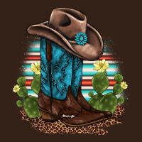Western Boots And Hat Cactus Leopard Serape Pattern Heavy Core Tee | Teevron
