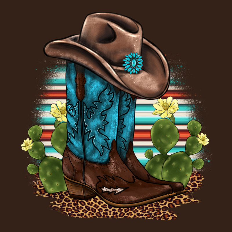 Western Boots And Hat Cactus Leopard Serape Pattern Heavy Core Tee by BarkalooDesign | Teevron