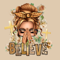 Blonde Hair Believe Praying Caucasian Messy Bun Heavyweight Sweatshirt | Teevron