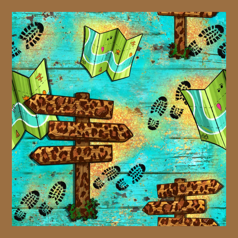 Wooden Signboard And Gamping Map Seamless Pattern Vintage Tee by BundleAndBundleShop | Teevron