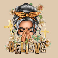 Silver White Believe Praying Caucasian Messy Bun Heavyweight Sweatshirt | Teevron
