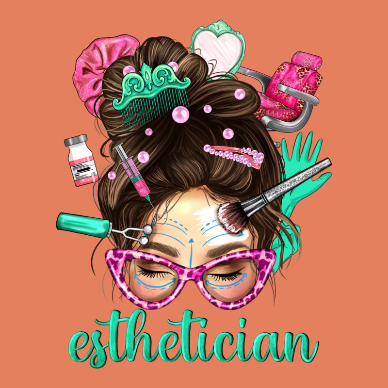 Esthetician Messy Bun With Pink Leopard Glasses Bbs Classic Tee by BundleAndBundleShop | Teevron