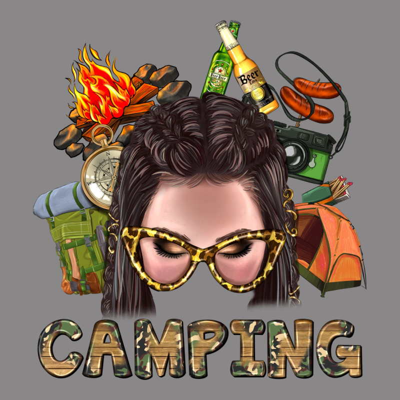 Camping Braid Hair Woman With Fire Bbs Vintage Tee by BundleAndBundleShop | Teevron