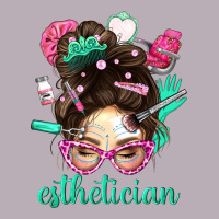 Esthetician Messy Bun With Pink Leopard Glasses Bbs Vintage Tee | Teevron