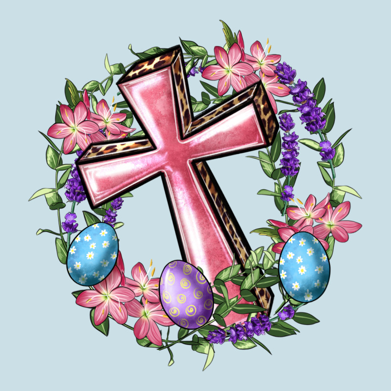 Cross With Floral Wreath And Easter Eggs Ladies Tee by RanaPortraitStore | Teevron