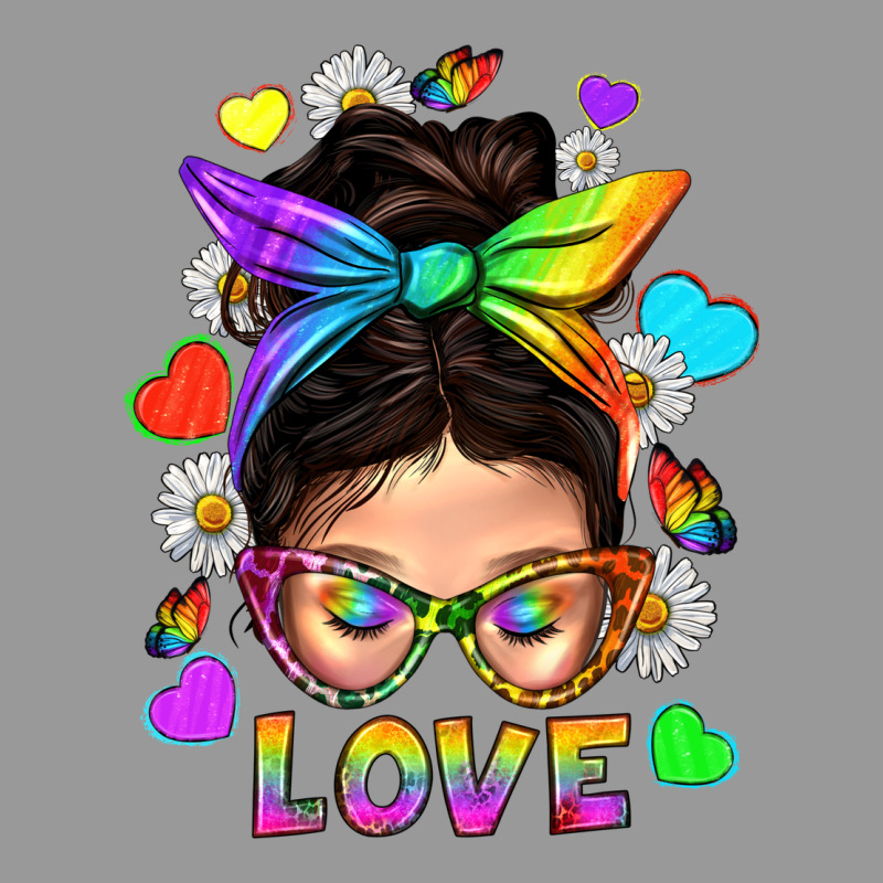 Lgbtq+ Messy Bun Mum Love With Hearts Vintage Hoodie by BundleAndBundleShop | Teevron