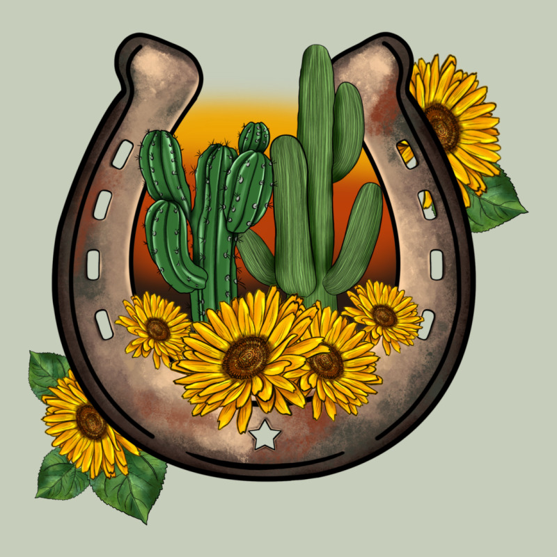 Western Horseshoe Sunflower Cactus Ladies Tee by BarkalooDesign | Teevron