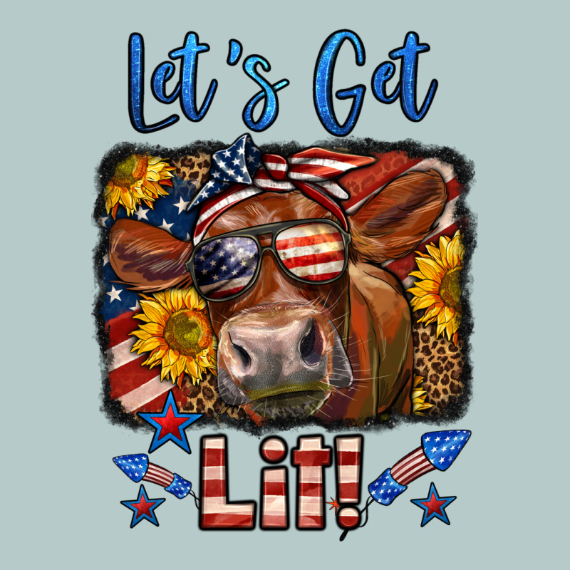 Let's Get Lit 4th Of July Cow Heavy Core Tee by LillyAllenDesigns | Teevron