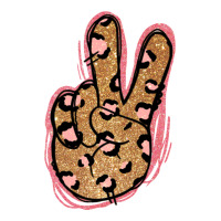 Gold Glitter Pink Leopard Peace Sign Premium Tee | Teevron