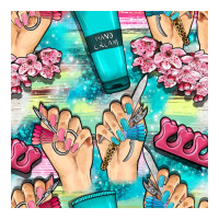 hand cream and nail tools with serape and glitter seamless pattern bbs | Teevron